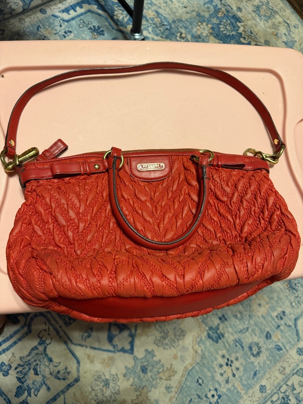 Coach Madison Chevron Nylon Quilted Shoulder Bag w Strap style no 18637 - Picture 8 of 8